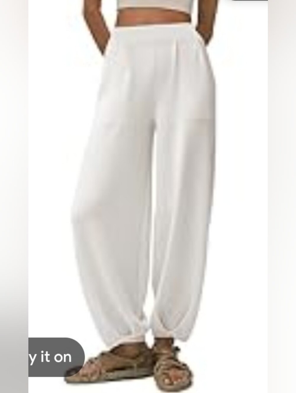 White Pull On Barrel Balloon Lounge Pants M